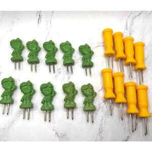 1990s Sprout Corn Cob Skewers Set of 10 Green Giant w/Set of 8 Yellow Skewers